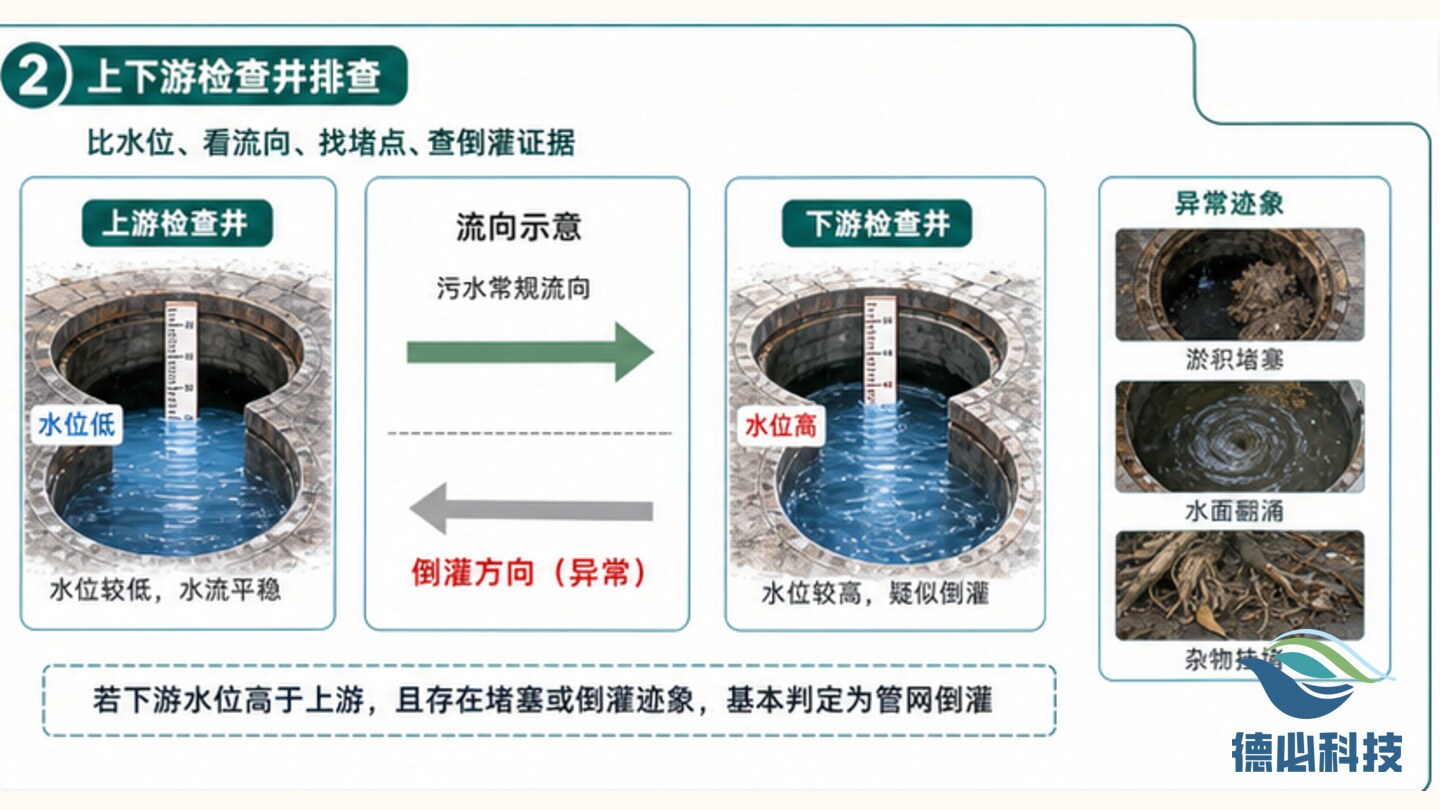 雨后井盖冒水，先查管网倒灌