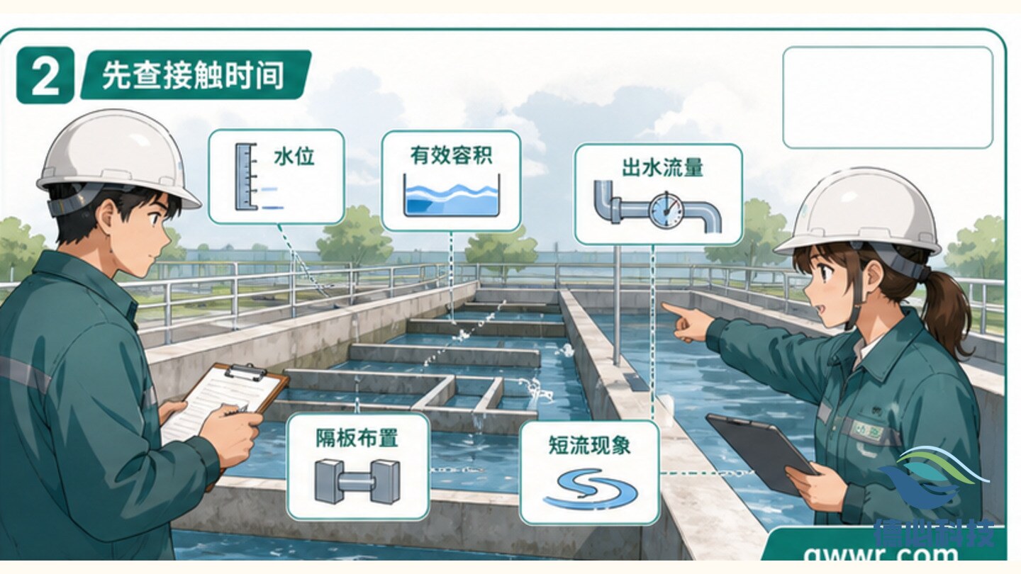 消毒余氯偏低，先查接触时间