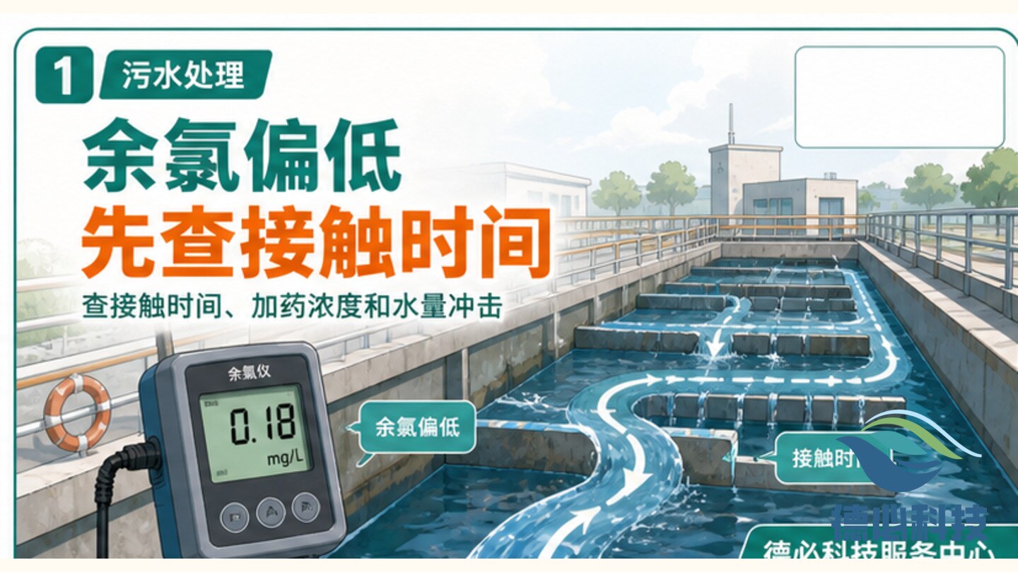 消毒余氯偏低，先查接触时间