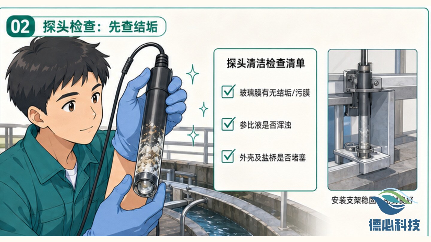 在线pH跳变，先查探头结垢