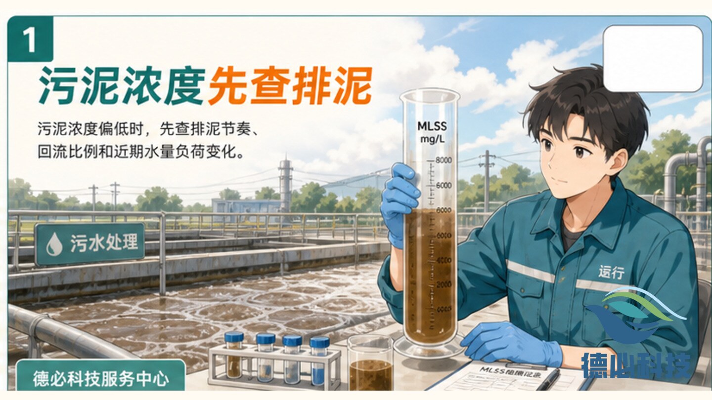污泥浓度偏低，先查排泥节奏