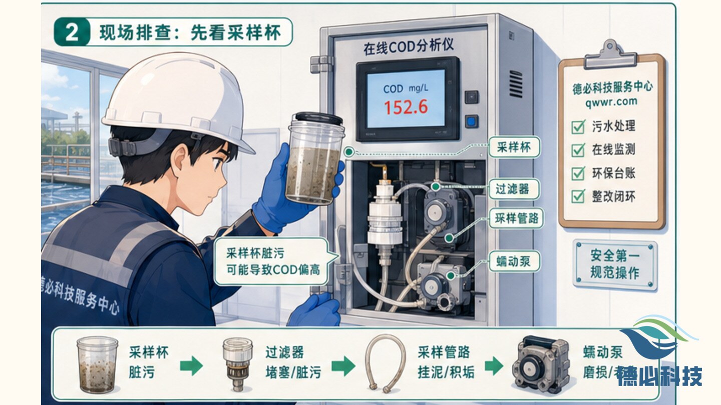 在线COD忽高,先查采样杯