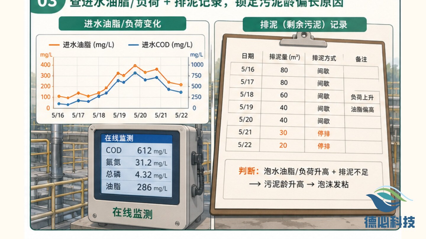 曝气池泡沫发粘,先查污泥龄